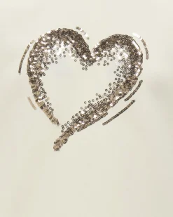 Felpa Kids Only avorio con cuore in paillettes