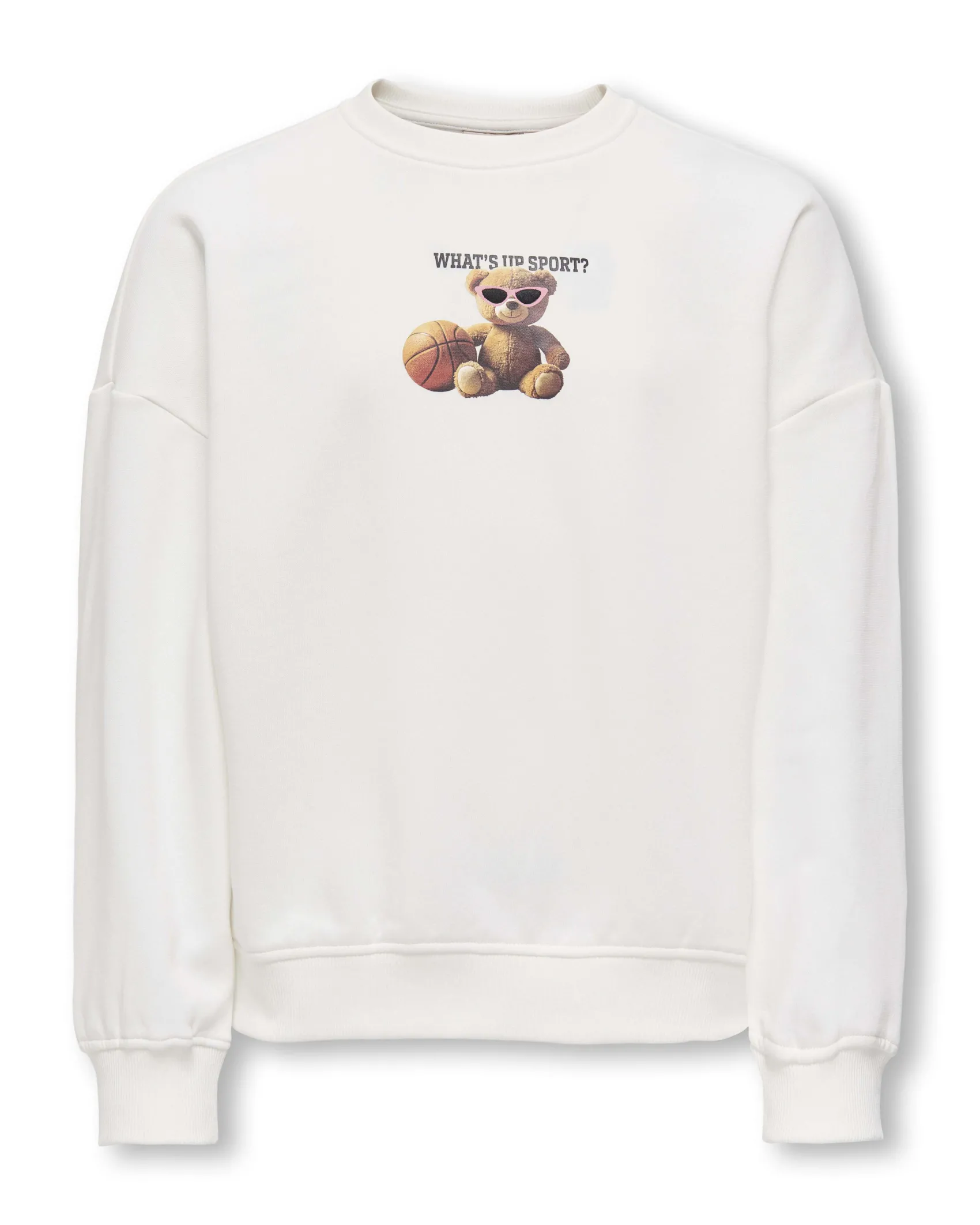 Felpa Kids Only avorio in misto cotone con orsetto basket