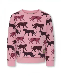Felpa Kids Only in misto cotone rosa con leopardi
