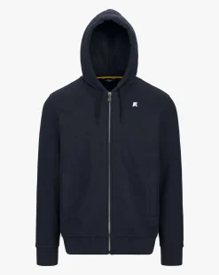 Felpa K-way Anthony Heavy Fleece blu con cappuccio e chiusura zip