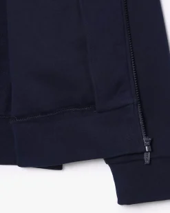 Felpa Lacoste blu con chiusura zip e logo ricamato sul petto
