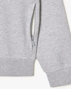 Felpa Lacoste grigia con chiusura zip e logo ricamato sul petto
