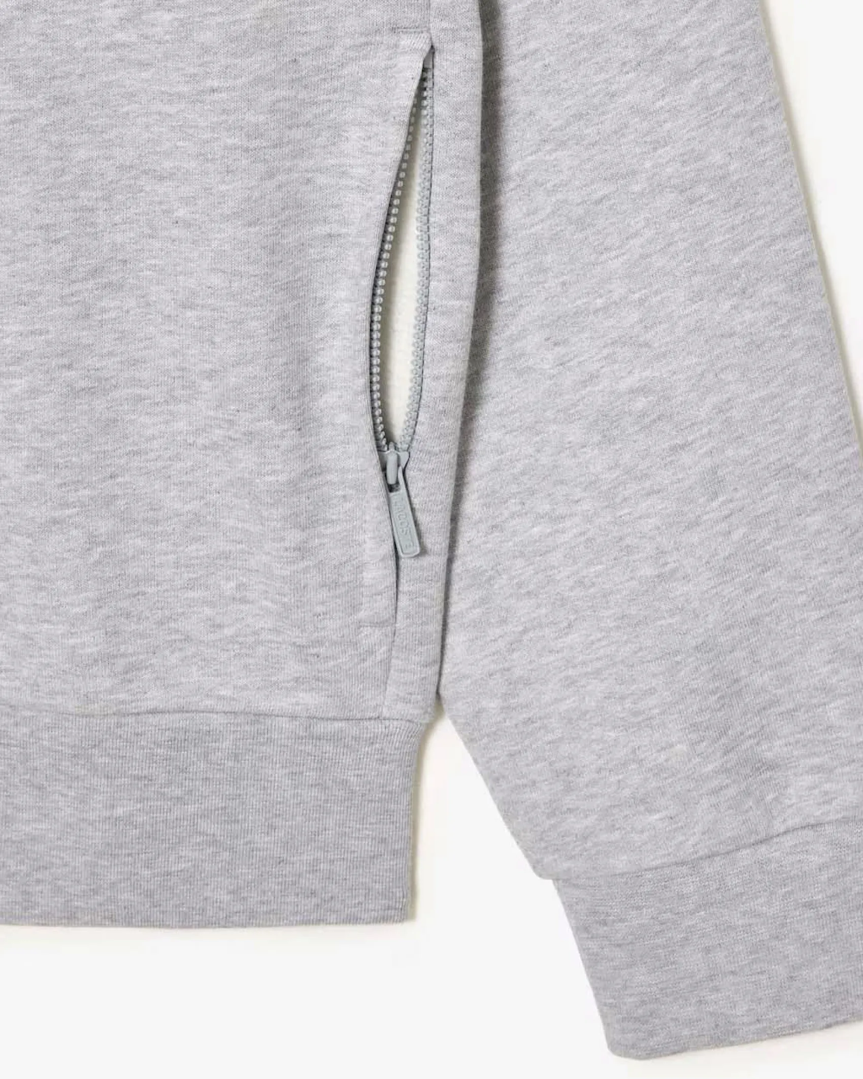 Felpa Lacoste grigia con chiusura zip e logo ricamato sul petto