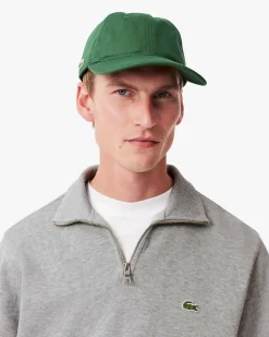 Felpa Lacoste grigia in interlock di cotone con apertura a mezza zip