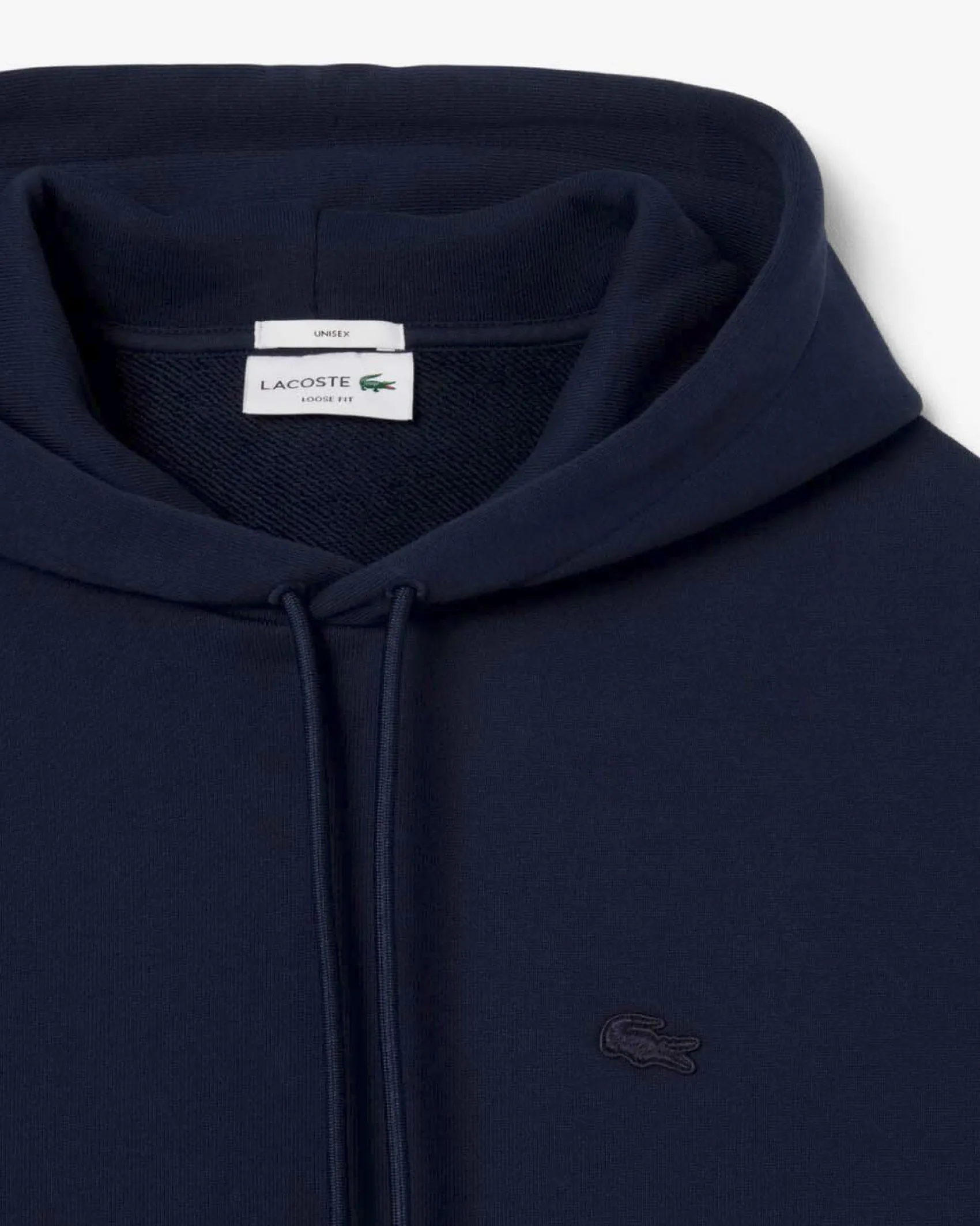 Felpa Lacoste loose-fit blu con cappuccio e tasche a marsupio