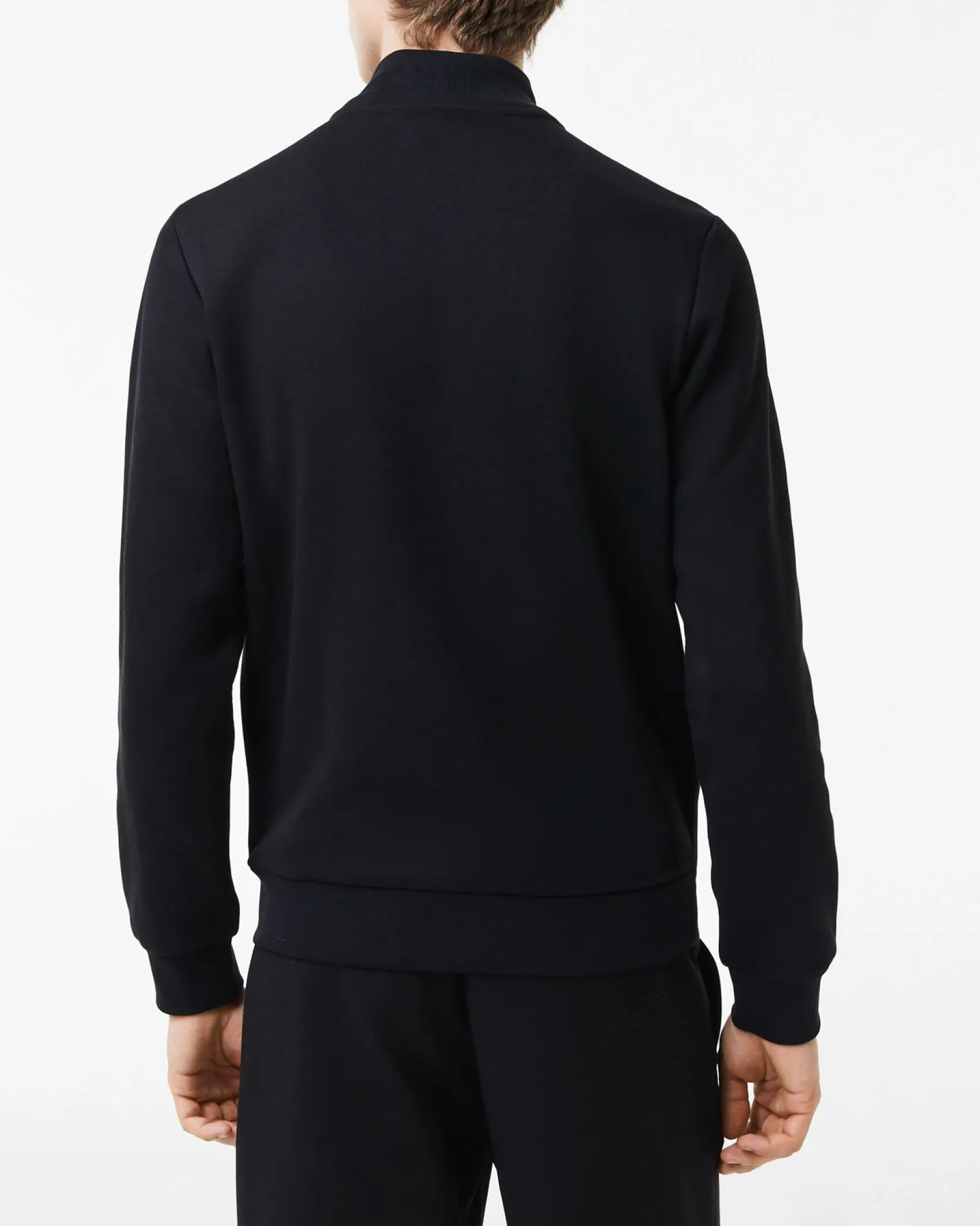 Felpa Lacoste nera con chiusura zip e logo ricamato sul petto