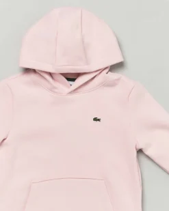 Felpa Lacoste rosa con cappuccio e mini logo icon