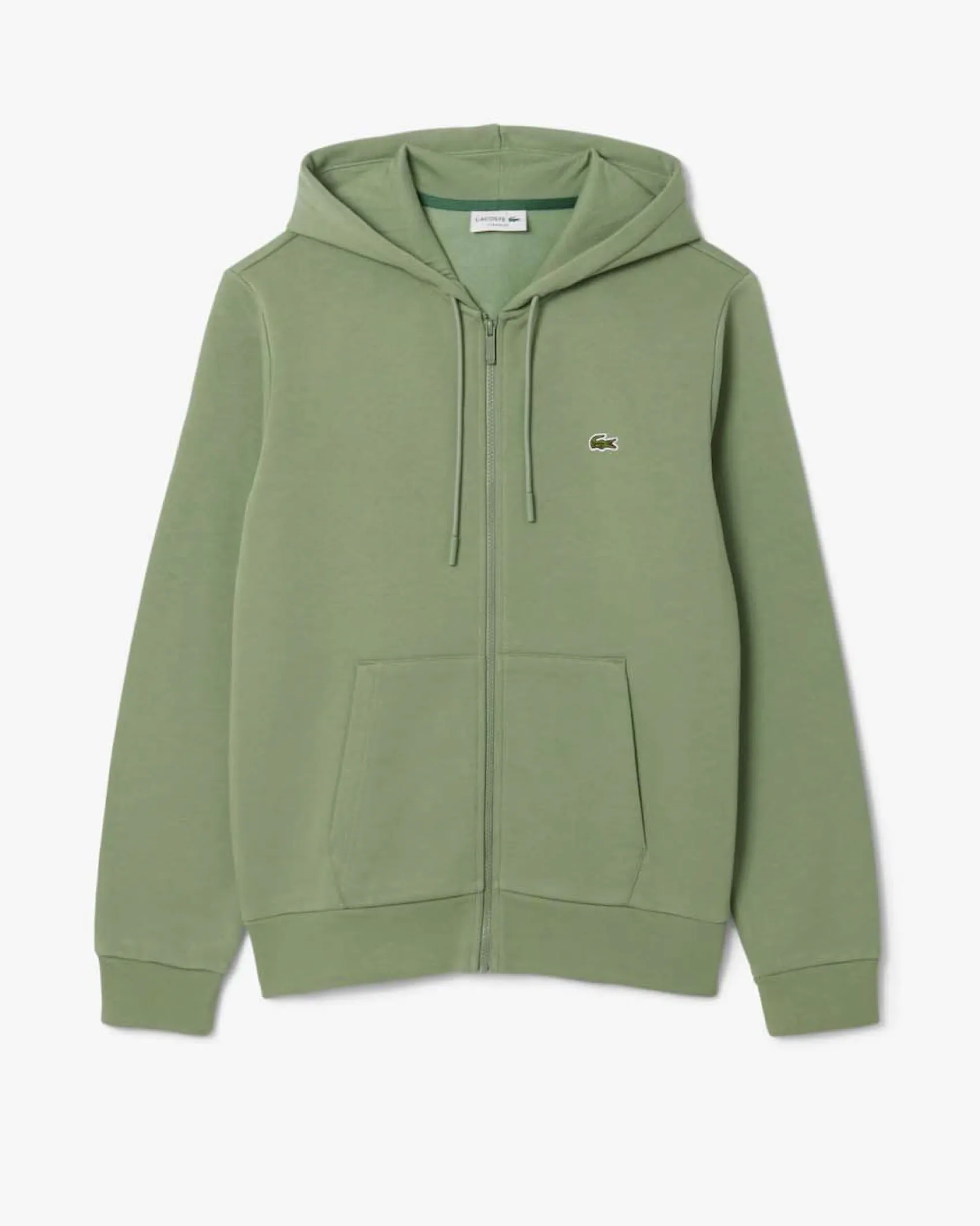 Felpa Lacoste verde salvia con cappuccio e tasche a marsupio
