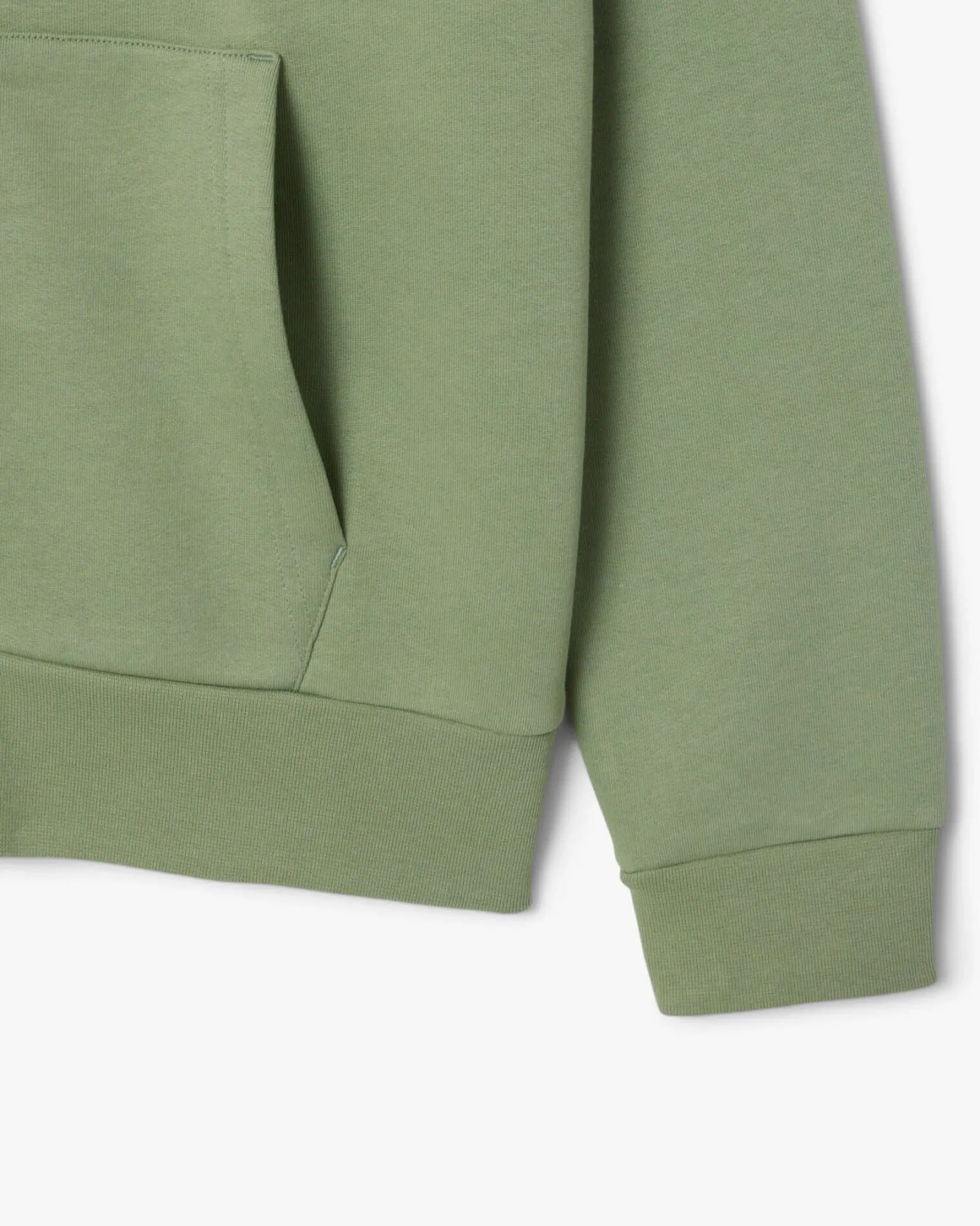 Felpa Lacoste verde salvia con cappuccio e tasche a marsupio