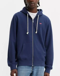 Felpa Levi's blu con cappuccio e chiusura zip con logo batwing piccolo