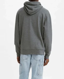 Felpa Levi's grigia con cappuccio e chiusura zip con logo batwing piccolo