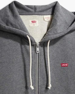 Felpa Levi's grigia con cappuccio e chiusura zip con logo batwing piccolo