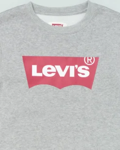 Felpa Levi's grigia girocollo con logo batwing rosso