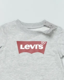 Felpa Levi's grigia girocollo con logo batwing rosso