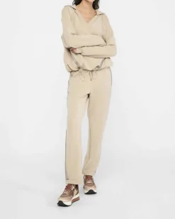 Felpa Liu Jo Sport beige in tessuto stretch con logo in rilievo
