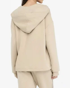 Felpa Liu Jo Sport beige in tessuto stretch con logo in rilievo
