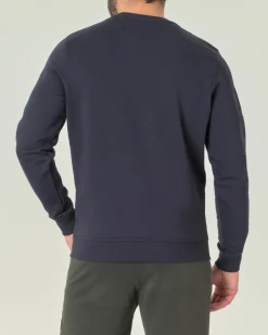 Felpa Lyle & Scott blu navy girocollo in cotone con logo aquila gialla sul petto