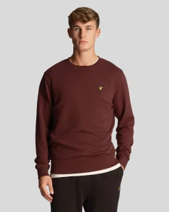 Felpa Lyle & Scott bordeaux girocollo con logo aquila gialla ricamato sul petto