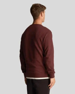 Felpa Lyle & Scott bordeaux girocollo con logo aquila gialla ricamato sul petto