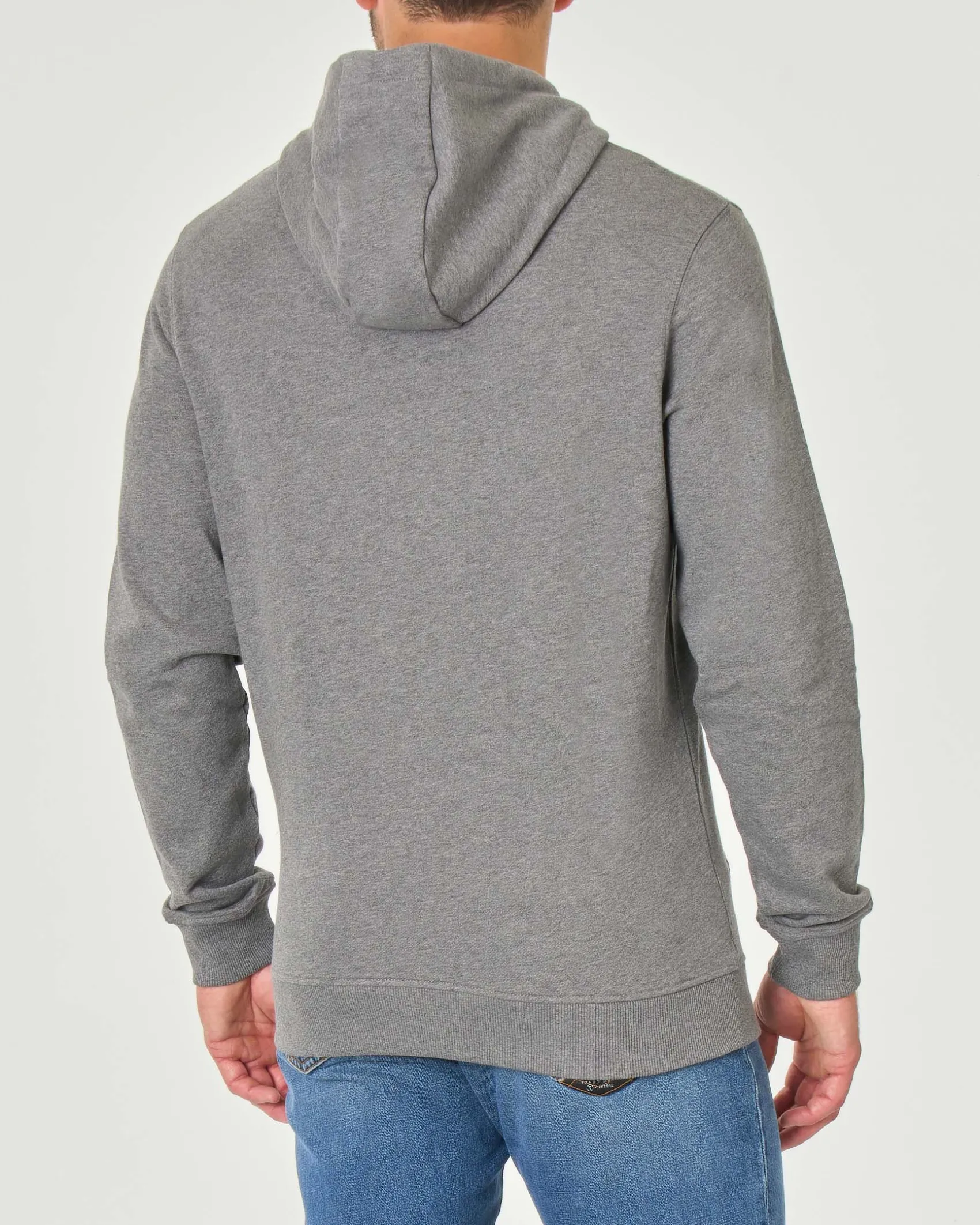 Felpa Lyle & Scott grigia con cappuccio e tasche a marsupio