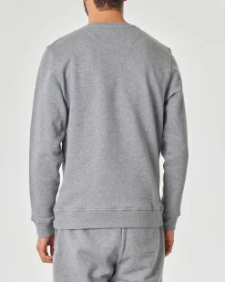Felpa Lyle & Scott grigia girocollo con logo aquila gialla ricamato sul petto