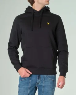 Felpa Lyle & Scott nera con cappuccio e logo aquila gialla