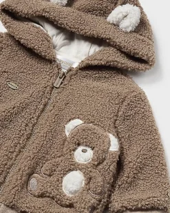 Felpa Mayoral marrone teddy con cappuccio e zip