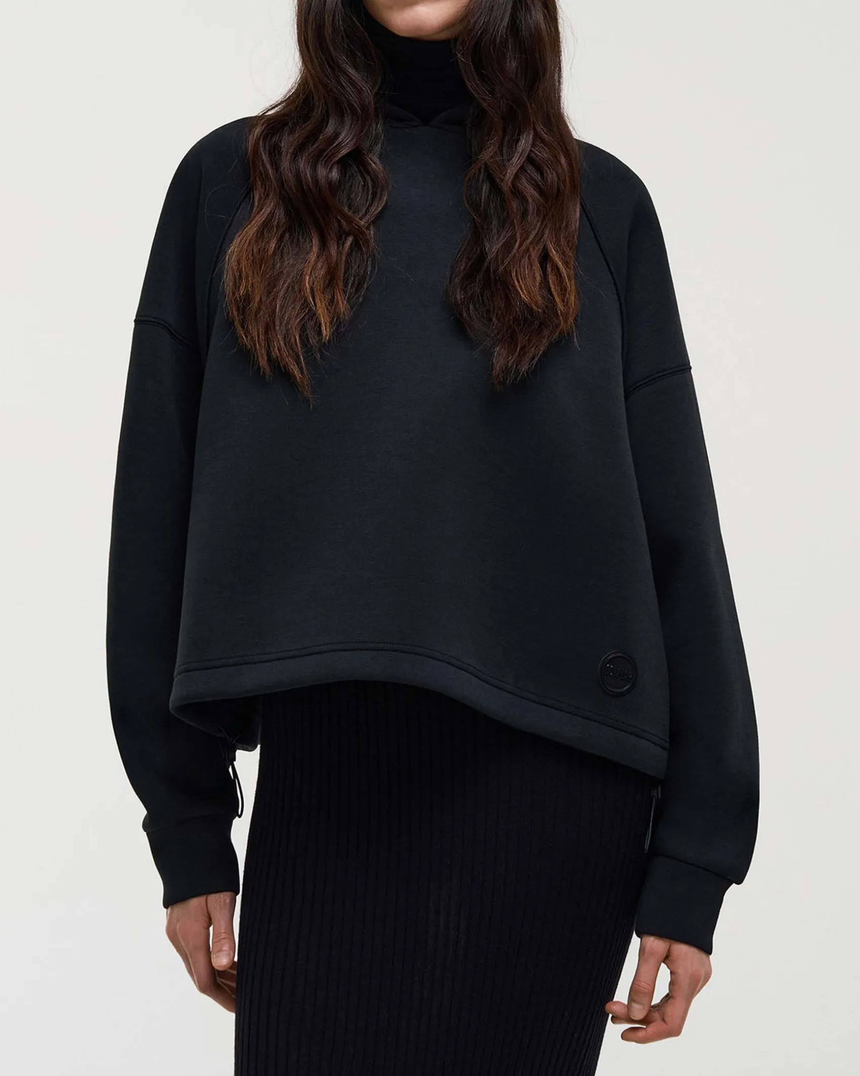 Felpa nera Colmar Originals in misto cotone effetto neoprene con cappuccio