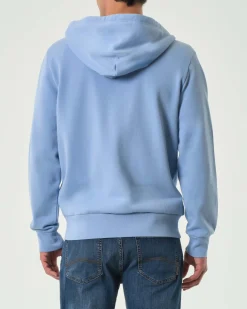 Felpa Polo Ralph Lauren azzurra con cappuccio e chiusura zip in puro cotone