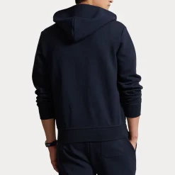 Felpa Polo Ralph Lauren blu con cappuccio e chiusura zip in interlock di cotone