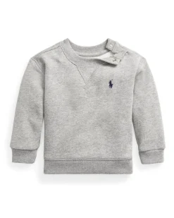 Felpa Polo Ralph Lauren grigia girocollo con logo pony blu