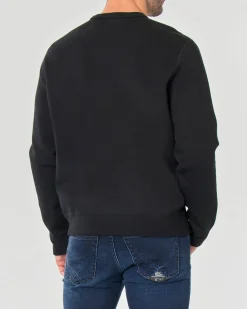 Felpa Polo Ralph Lauren nera girocollo in interlock di cotone con logo pony ricamato
