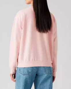 Felpa rosa Levi's® in misto cotone felpato con logo ricamato sul petto tono su tono