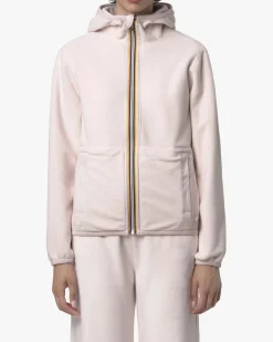 Felpa rosa reversibile K-Way modello Lily in velour con cappuccio e cerniero termonastrate