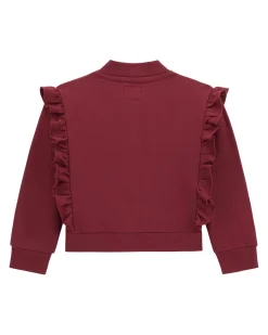 Felpa rossa Guess volant e zip e logo animalier