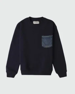 Felpa Roy Roger's blu in puro cotone con taschino jeans