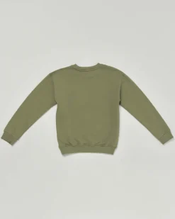 Felpa Roy Roger's verde militare girocollo in puro cotone con taschino jeans