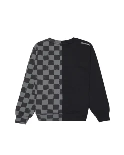 Felpa Sprayground nera e grigia checkered con astroman