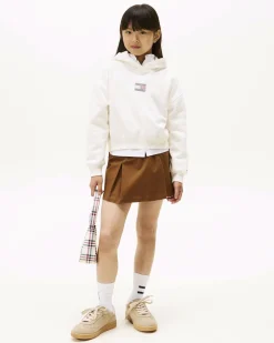 Felpa Tommy Hilfiger bianca con cappuccio e logo in strass