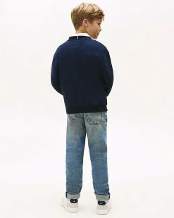 Felpa Tommy Hilfiger blu in misto cotone felpato