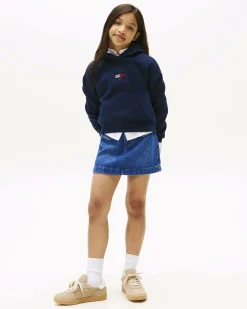Felpa Tommy Hilfiger blu con cappuccio e logo in strass