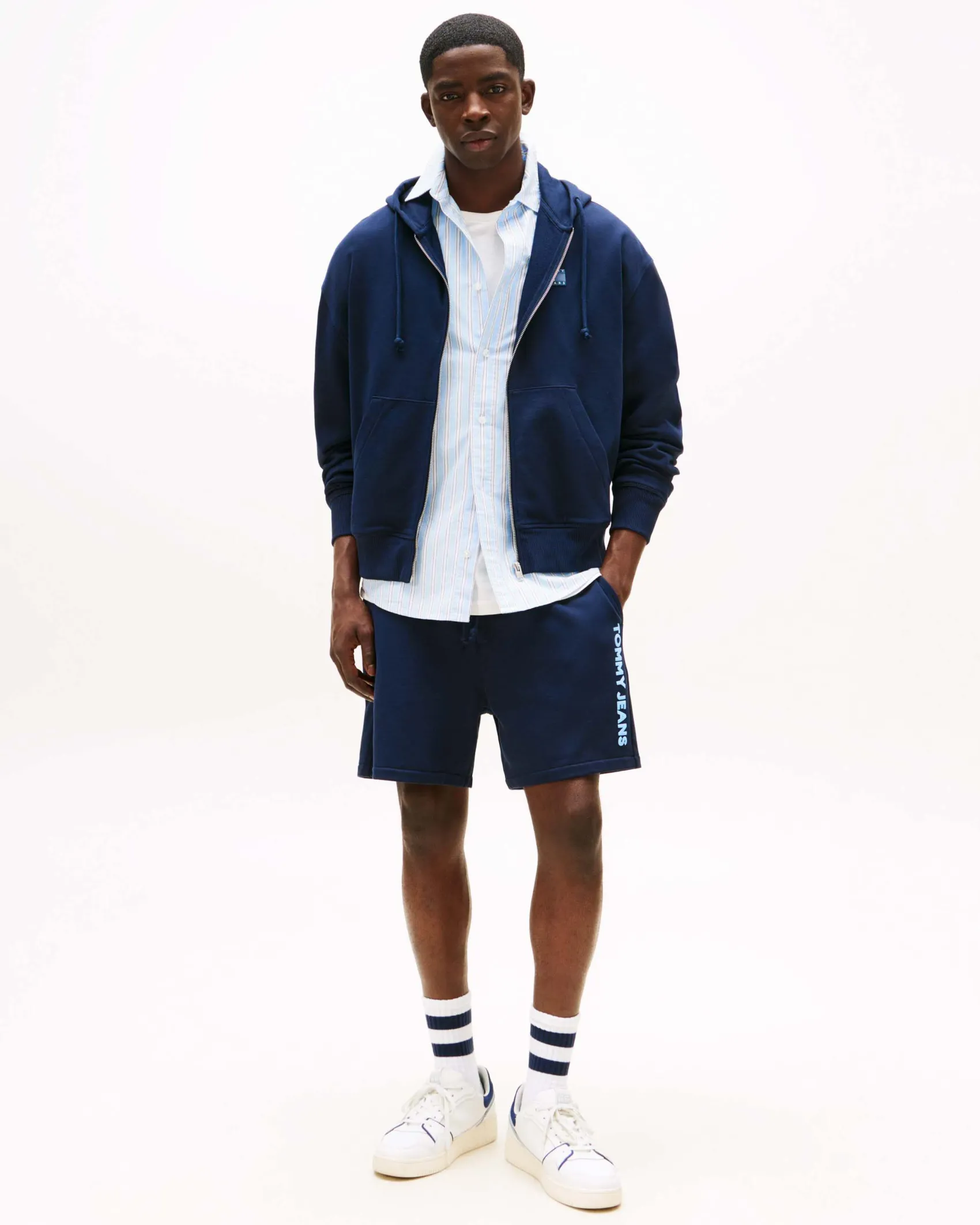 Felpa Tommy Jeans blu con cappuccio e chiusura zip
