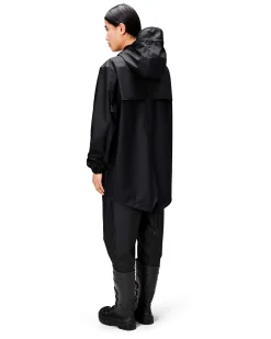 Fishtail Jacket nera con cappuccio e tasche laterali con patta