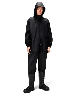 Fishtail Jacket nera con cappuccio e tasche laterali con patta