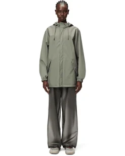 Fishtail Parka corto verde salvia leggero con cappuccio fisso e visiera