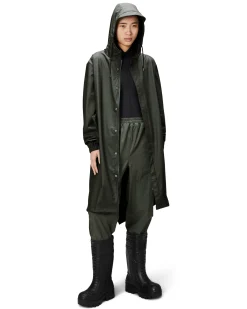 Fishtail Parka lungo verde militare leggero con cappuccio fisso e visiera