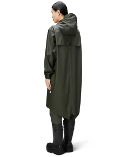 Fishtail Parka lungo verde militare leggero con cappuccio fisso e visiera