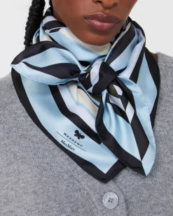 Foulard azzurro e verde in seta Weekend Max Mara a fantasia righe