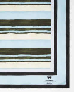 Foulard azzurro e verde in seta Weekend Max Mara a fantasia righe
