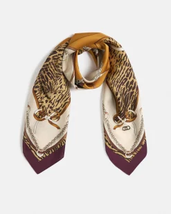 Foulard Liu Jo Accessories bordeaux con motivo patchwork animalier